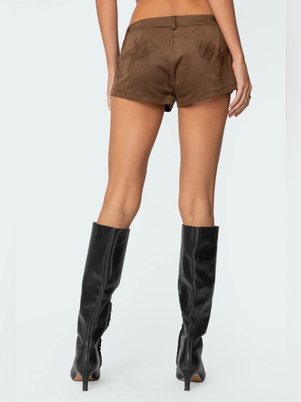 Edikted Studded Faux Suede Micro Shorts